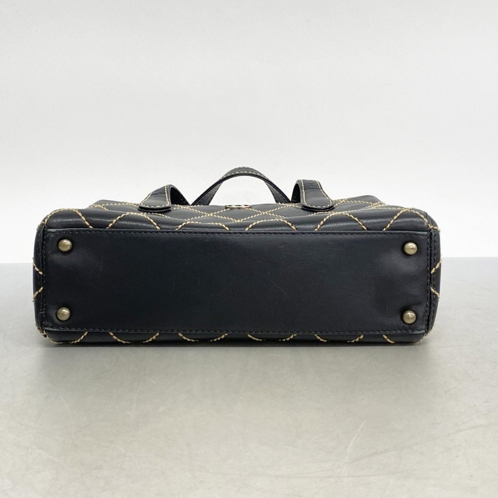CHANEL Black Leather Wild Stitch Handbag 21x30x10cm Gold Hardware - Picture 3 of 12